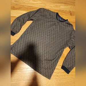 Gant Navy and Beige Patterned Long Sleeve Shirt Size M